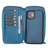 Bouletta MW Pouch Deri Telefon Kılıfı iPhone 12 BRN4EF Mavi RFID