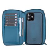 Bouletta MW Pouch Deri Telefon Kılıfı iPhone 12 mini BRN4EF Mavi RFID