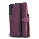 BOULETTA Samsung Galaxy S22 Plus için Cüzdan Kılıf - Deri Sökülebilir Manyetik RFID Kapaklı Folyo Telefon Kılıfı, Erkekler ve Kadınlar için 4 Kart Yuvalı 15,6 cm Mor