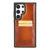 BOULETTA Samsung Galaxy S24 Ultra Kılıf Kart Sahipleri ve RFID Engelleme, Kadınlar ve Erkekler için El Yapımı Hakiki Deri Kılıf 6.8 inç, Tan Kahverengi