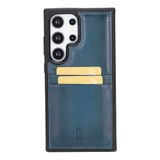 BOULETTA Samsung Galaxy S24 Ultra Kılıf Kart Tutucular ve RFID Engelleme, Kadınlar ve Erkekler için El Yapımı Hakiki Deri Kılıf 15,8 cm, Mavi
