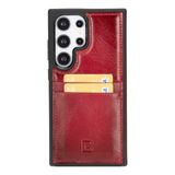 BOULETTA Samsung Galaxy S24 Ultra Kılıf Kart Tutucuları ve RFID Engelleme, Kadınlar ve Erkekler için El Yapımı Hakiki Deri Kılıf 15,8 cm, Kırmızı