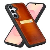 Bouletta Samsung Galaxy S25 Plus Uyumlu Hakiki Deri, El Yapımı Kart Yuvalı Kılıf, Gölgeli Taba