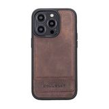 Bouletta TN3 Apple iPhone 14 Pro Uyumlu Deri Standlı Kahve Cep Telefonu Arka Kapak