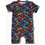 Boumini Kısa Kollu Şort Bebek Tulum Dinozor Desenli Lacivert - 3 - 6 Ay