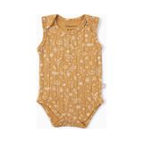 Boumini Kolsuz Bebek Çıtçıtlı Atlet Müslin Bebek Body Bahar Çiçekli Hardal-hardal Hardal