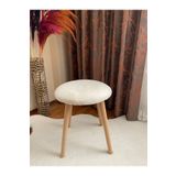 Bounteous Ahşap Ayak Dekoratif Peluş Puf Tabure Beyaz