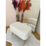 Bounteous Ahşap Ayaklı Dikdörtgen Puf - 60x35 - Beyaz