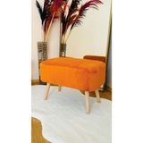Bounteous Ahşap Ayaklı Dikdörtgen Puf Tarçın - 60x35