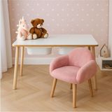 Bounteous Ahşap Çocuk Masa Berjer Sandalye Takımı Pembe Renk Modern Tasarım Ergonomik Kullanım