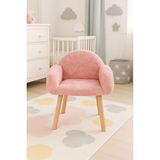Bounteous Aktivite Masası Sandalyesi Puf Çocuk Berjeri Pembe Renk MDF Malzeme ile Ergonomik Tasarım
