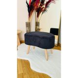 Bounteous Fasulye Model Ahşap Ayaklı Teddy Kumaş Dekoratif Puf Bench Füme - 60x35