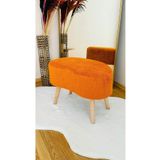 Bounteous Fasulye Model Ahşap Ayaklı Teddy Kumaş Dekoratif Puf Bench Tarçın