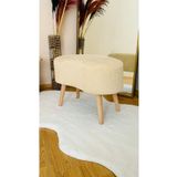 Bounteous Fasulye Model Ahşap Ayaklı Teddy Kumaş Dekoratif Puf Bench