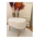 Bounteous Oval Model Ahşap Ayaklı Teddy Kumaş Dekoratif Puf