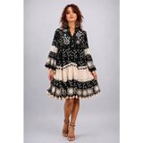 Boutique Bade Ithal Siyah Püsküllü Güpür Detaylı Elbise - Siyah-000 - Standart