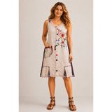 Boutique Juji BOHEM TASARIM EL İŞÇİLİKLİ TENCEL EKRU ELBİSE