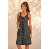 Boutique Juji BOHEM TENCEL KUMAŞ FÜME YIKAMA SİYAH MİDİ ELBİSE