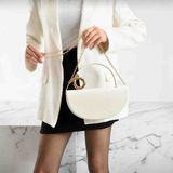 Boutique Kadın Gold Halka Kulplu Yarım Ay Omuz ve El Çantası - 101-Bej