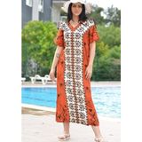 Boutique Venüs Kısa Kol Uzun Elbise - M - Açık Kahverengi