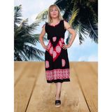 Boutique Venüs Şilebezi Taş Baskılı Elbise - Standart - Beyaz - Siyah - Kırmızı
