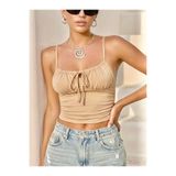 boutiquen 2547 Önü Bağcıklı Bej Askılı Bluz