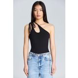 boutiquen Çift Askılı Bağlamalı Siyah Bluz 2686