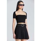 boutiquen Kısa Kollu Bolerolu Siyah Bluz 2560