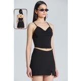 boutiquen Sırtı Çapraz Siyah Askılı Bluz 2557