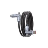 bovinox 4 in 1 Şarj Kablosu Type-C to Type-C USB Lightning Uçlu Örgü 120W Şarj Kablosu Metal Uçlu