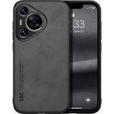 Bovinox Huawei Pura 70 Kamera Korumalı Kılıf Deri Görünümlü Tam Koruma Vintage Premium Deri Lansman Kılıf - Siyah - Renk