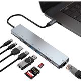 bovinox Type-C Hub Çevirici Kablo Adaptör HDMI 2xType-C 2x USB Ethernet SD/TF Kart Okuyucu Çoklayıcı