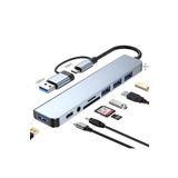 bovinox Type-C/USB Hub Çevirici Dönüştürücü 8in1 4x USB SD/TF Kart 3.5 Jack PD Dönüştürücü Adaptör