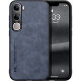 Bovinox Vivo V40 Lite Kamera Korumalı Kılıf Deri Görünümlü Tam Koruma Vintage Premium Deri Lansman Kılıf - Lacivert - Renk
