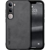 Bovinox Vivo V40 Lite Kamera Korumalı Kılıf Deri Görünümlü Tam Koruma Vintage Premium Deri Lansman Kılıf - Siyah - Renk