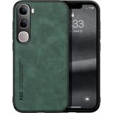 Bovinox Vivo V40 Lite Kamera Korumalı Kılıf Deri Görünümlü Tam Koruma Vintage Premium Deri Lansman Kılıf - Yeşil - Renk