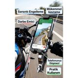Bowie Darbe emici telefon tutucu motor bisiklet scooter bisiklet için 360 dönebilen tutucu Motosiklet için Titreşim Önleyici – Güçlendirilmiş Model