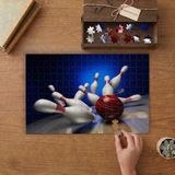 Bowling Oyunu- Devrilen Dubalar Tasarımı 240 Parça Ahşap Puzzle Ahşap Kutuda MP00300