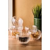 Bowy Line 6'lı Çift Cidarlı Cam Sosluk Reçellik Drajelik Lokumluk Kase 9x5,5 cm - Şeffaf