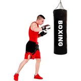 Boxing 100 cm x 35 cm Siyah Zincirli Boks Torbası - Dolu