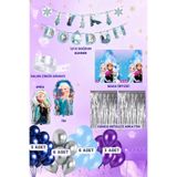 BOXLAND Frozen Doğum Günü Parti Seti Masa Örtüsü Çift Tarflı Folyo Balon Banner