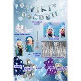 BOXLAND Frozen Elsa Anna Doğum Günü Parti Malzemeleri Seti – Balon, Banner, Masa Örtüsü