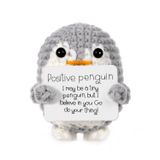 BOXOB Mini Komik Pozitif Penguen, 6,5 cm Pozitif Kart Örme Penguen Oyuncak Arkadaş Teşvik Parti Dekorasyonu için Teşvik Edici Hediye (Gri)