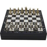 Boy Metal Roma Satranç Takımı Antik ve Sedef Desenli Mdf Ahşap Satranç Tahtası 37X37 cm - Genel