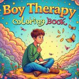 Boy Therapy Coloring book for adults and teens: Bold and Easy, Simple and Big Designs for Relaxation and Mindfulness