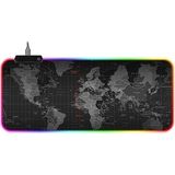 Boy Xxl 80X30 cm Pc Kısayol Kodlar Desenli Rgb LED Işıklı Gaming Gamer Oyuncu Mouse Pad Kauçuk Malzeme Kaymaz Taban (Dünya Desenli) - Altın