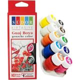 Boya 10 Renk x 20 ml Su Bazlı Tüp 1 Paket Südor Guaj Boya Seti Şişe Içerisinde 10 Lu