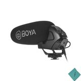 BOYA BY-BM3031 Kamera Üstü Av Tüfeği Kondenser Mikrofon Süperkardioid 3 Seviyeli Kazanç Kontrolü Düşük Kesim Filtresi 3.5mm Fiş Ön Camlı 3.5mm Fiş DSLR Kameralar için Andoer Temizleme Bezi ile