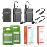 Boya BY-WM4 Pro + Aksesuarlı İkili Kablosuz Yaka Mikrofonu Seti
