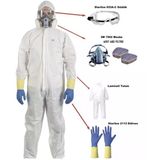 Boya İşlerinde Tam Koruma Set-3 (Lamineli Tulum Eldiven 3M Maske Filtre Gözlük)
